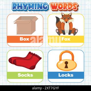 Box, fox, socks, and locks rhyming words Stock Vector Image &amp; Art 