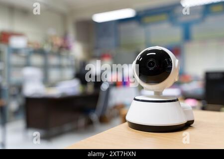 cctv dome surveillance security camera in modern office building.  security camera or cctv camera in office . CCTV or surveillance operating in office Stock Photo