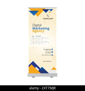 Roll up banner template design Stock Vector