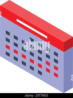 Isometric calendar highlighting important dates in red Stock Vector