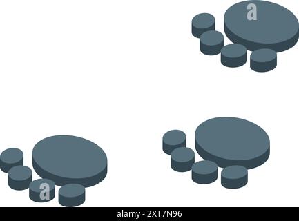 Bigfoot is leaving big footprints in isometric view, showing the size and shape of the creature's feet Stock Vector