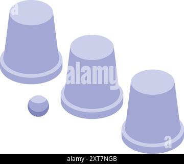 Shell game is being played with three cups and a ball, testing your observation skills Stock Vector