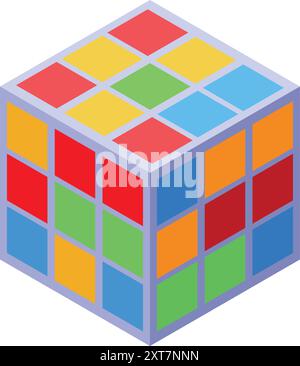 Colorful cube logic game being solved, showing the fun and challenge of puzzle games Stock Vector