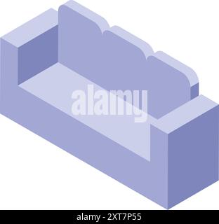 Three seater sofa with soft textile upholstery and comfortable armrests standing in empty room isometric icon Stock Vector