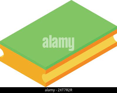 Green scrub sponge for dishwashing lying isometrically on a white background Stock Vector