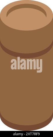 Simple brown cardboard tube packaging standing up in isometric view Stock Vector