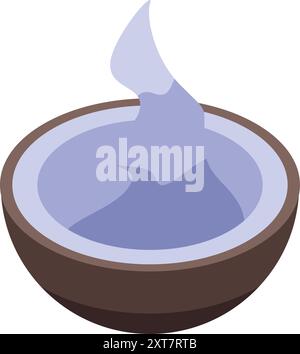 Half coconut with splashing coconut milk isometric icon vector illustration Stock Vector