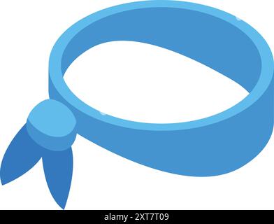 Blue headband lying flat, isometric icon of sport accessory Stock Vector
