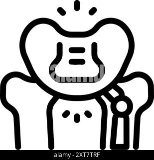 Pelvic bone icon, showing a hip implant being put into place Stock Vector