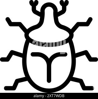 Simple line icon of a big bug with a round body, antennae, and legs Stock Vector