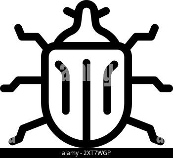 Simple, bold line icon of a beetle crawling, perfect for representing concepts of nature, insects, and pests Stock Vector