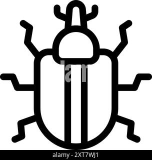Simple line icon of a beetle with big antennas, representing a bug in a computer program Stock Vector
