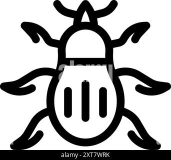 Simple, bold lined icon of a beetle, perfect for representing insects, pests, or nature Stock Vector