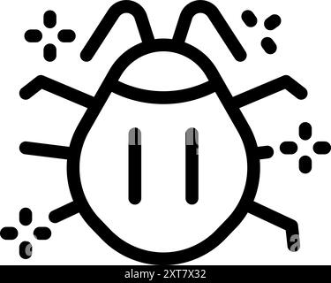 Black and white icon of a virus detected by antivirus software Stock Vector