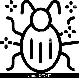 Black and white simple vector icon of a bug, useful to illustrate a system error Stock Vector