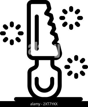 Line icon representing a nanobot attacking viruses, a symbol of nanotechnology and immune system Stock Vector