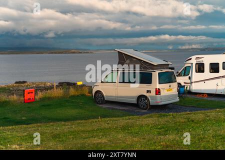 A VW California Campervan Parked up at Campsite in Scotland Stock Photo ...