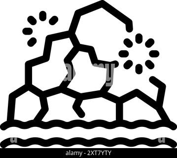 Simple vector icon of an iceberg melting and breaking apart in the water from global warming Stock Vector