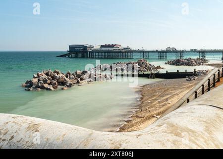 Sea Defence Upgrades at Cromer Pier (Coastal Management) - Cromer, England, UK Stock Photo