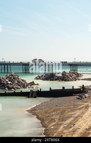 Sea Defence Upgrades at Cromer Pier (Coastal Management) - Cromer, England, UK Stock Photo