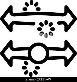 Simple black and white vector icon set representing two different data transferring processes with loading icons Stock Vector