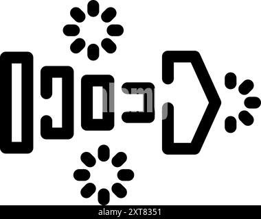 Black bold icon of a script transferring data with loading bars Stock Vector