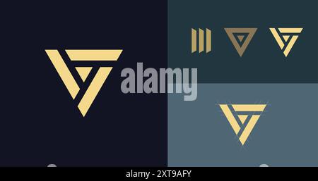 Modern triangle logo isolated on multiple background colors. Vector illustration Stock Vector
