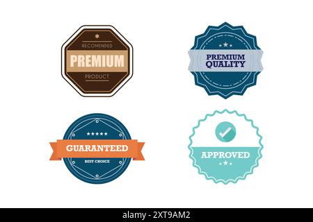 Set of Quality Badges and Labels Design Elements. Flat style vector illustration Stock Vector