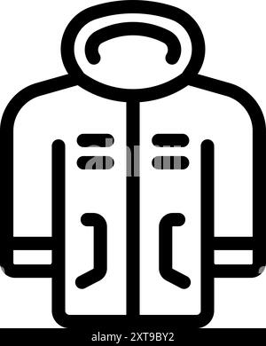 Simple line icon of a warm winter jacket, perfect for representing cold weather Stock Vector