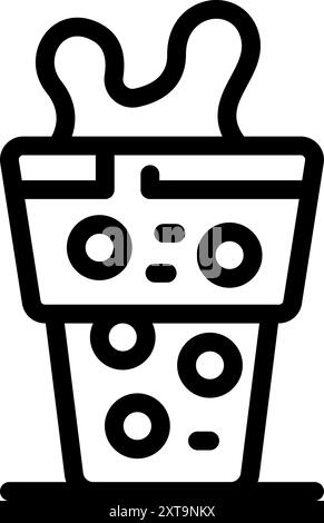 Line icon of a smart pot with a water level indicator and a self watering system Stock Vector