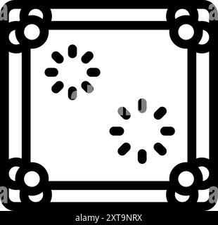 Square frame with rounded corners and floral decorations at each corner, displaying two rotating circles indicating an ongoing loading process Stock Vector