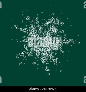 Scattered numbers. White chalk digits flying chaotic. Back to school mathematics banner on blackboard background. Falling numbers vector illustration. Stock Vector