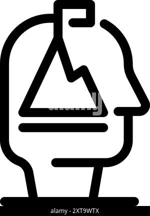 Human head with mountain chart inside, representing thinking about business growth and success Stock Vector