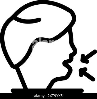 Line art icon of a man speaking loudly, with arrows indicating sound waves Stock Vector