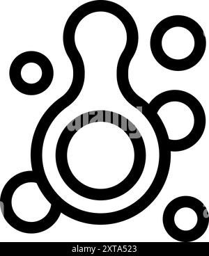 Abstract shape connecting with smaller circles forming a network, symbolizing communication, technology or social media Stock Vector