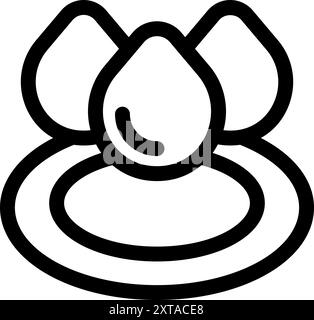 Three water drops impacting liquid surface creating multiple concentric circles Stock Vector