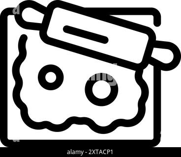Rolling pin is being used to flatten dough on a pastry board, perfect for baking related visuals Stock Vector