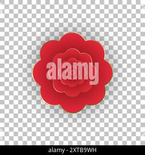 Vector red Chinese flower transparent, red paper cut flower for Happy Chinese new year background vector, illustration, used for Chinese pattern, bann Stock Vector