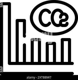 Line art icon of a graph showing the increasing levels of co2 emissions Stock Vector
