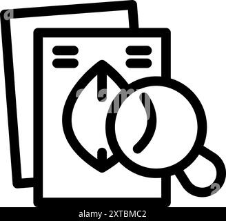 Line icon of magnifying glass examining documents for eco friendly production Stock Vector