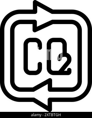 This icon represents the concept of reducing co2 emissions through a circular economy model Stock Vector
