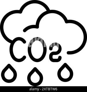 Simple co2 cloud is raining, representing the effects of climate change and pollution Stock Vector
