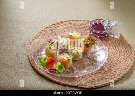 Avocado Seafood Spring Rolls Stock Photo