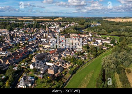 Aerial view of Coldstream by the River Tweed and the England Scotland ...