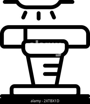 Simple icon of a surgical table illuminated by a surgical light, representing surgery and medical procedures Stock Vector