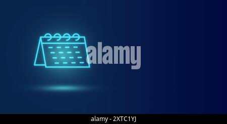 Calendar plan management shows a timeline in blue technology background, Concept manage milestones, Project planner in software, Work update and workf Stock Photo