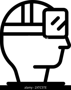 Simple line icon of a man wearing a virtual reality headset, representing the concept of metaverse Stock Vector