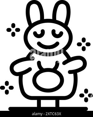 Line art vector of a cute rabbit with a taurus symbol, ideal for projects related to astrology, horoscopes, and the zodiac Stock Vector