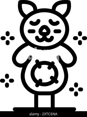 Simple icon of a cute cartoon kangaroo standing with closed eyes, perfect for projects related to wildlife, australia, or cuteness Stock Vector