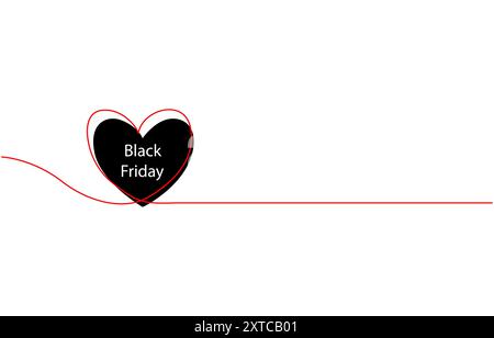 Continuous one line drawing Black Friday concept Doodle vector illustration, Stock Vector